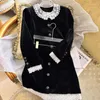 Work Dresses Black Velvet Jacket With Lace Lapel And Elegant Top French Skirt Fashion Set Two-Piece 2024 Spring Style