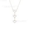 Collier Tiffanyco de créateur High Edition T Family Tassel Full Diamond Heart Collier avec placage en or rose 18 carats sur cuivre blanc pour femme personnalisé Fashion Versa