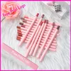 Delineador labial rosa lápis personalizado de longa duração rótulo privado tubo branco 18 cores fosco lábio forro nude tons 240301