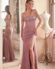 Robe de bal sexy rose sirène pour femme, épaules dénudées, pompon, perles, vêtements de cérémonie, fête d'anniversaire, deuxième réception, concours de beauté, robes d'occasion spéciale