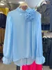 Blusas de mujer SuperAen 2024 primavera estilo coreano diseño tridimensional flor gasa perspectiva camisa blusa