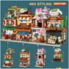 Blocchi Mini City Street View Noodle Shop House Building 4 in 1 Architettura giapponese Amici Figure Mattoni Giocattoli per bambini Drop De Dhabe