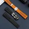 Watch Bands 22mm Soft Breathable Crocodile Leather Watchband Blue For TAG HEUER Strap MONACO CARRERA Band Bracelet Folding Buckle