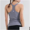 Yoga-outfit Ll Gym Yoga BH Crop-top zonder rug Dames Ronde hals met off-shoder Y-tanktops Fitness Cami Casual Zomer Drop Delivery Spo