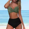 Set Women Well Twist Bikini High Bikini Sexy Push Up Two Piece Suituit Swimsuit vintage Swimsuit Two pezzi Halter Halter Ruched High Waist High