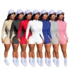 Verão Mulheres Macacões Sólidos SexyClub 2X Plain Bodysuit Moda Manga Longa Onesies Macacão Magro Calças de Uma Peça DHL navio 53433590613