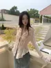 Yedinas Fairycore Lace Up Blouse Women Long Sleeve Spring Turndown Collar Shirt Ladies Tops Korean Fashion Chic 240307
