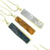 Hänge halsband jln druzy agate long bar rec hänge geode kvarts stenhängen med mässingskedja smycken för män droppleverans jude dh8ng