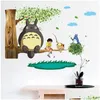 Adesivos de parede bonito dos desenhos animados Totoro adesivos de parede casa sala de estar impermeável decalques removíveis crianças berçário decoração papel de parede 201 Dh9ip