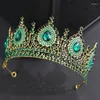 Fermagli per capelli KMVEXO Barocco Verde Rosso AB Strass Cristallo Regina Grande Corona Tiara da sposa Donna Spettacolo di bellezza Diadema Accessori per feste