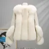 Manteau en fourrure de renard intégré pour femmes, col en poils de renard épissé, peau de mouton intégrée, Style court et jeune, 2023, 350289