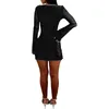 Robes décontractées Femmes Été Sexy Sheer Mesh Volants Robe courte Bandage Slim Fit Mini Manches longues Découpe Moulante Fête Discothèque