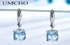 UMCHO véritable 925 en argent Sterling bleu ciel topaze boucles d'oreilles élégantes pierres précieuses de mariage bijoux de fiançailles pour les femmes cadeaux 2106168248980