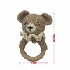 Baby Rattle Crochet Bear Teether med Bells Pacifier Chain Born Montessori Education Toy Troe Rings Toys 240226