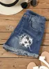 Shorts Women Coconut Tree Abbattle Pocket Pocket Denim Hole Vintage Vintage Summer Short Jeans Ladies Hotpants 2023