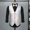 Gilet da uomo Gilet da uomo comodo Gilet formale Gilet da discoteca retrò Set per la festa nuziale dello sposo Scollo a V lucido