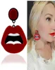 Stud Cool Night Club Sexy Hip Hop Face Tooth Mouth Red Lip Earring Geometric Acrylic Earrings For Women Pendientes Grandes Mujer3944258