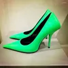 Dress Shoes Pointed Autumn Net Red Ins Fluorescent Green Sexy High Heels Thin White Single Female Spot Wholesale