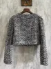 Giacche da donna Moda Impiombato in velluto Fiocchi Cappotto in tweed 2024 Inverno O-Collo Maniche lunghe Giacca monopetto Capispalla femminile