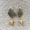 Dangle Earrings FUWO Natural Shell Earring Hollow Flower Pattern Ethnic Geometric Golden Spiral Charm Jewelry For Wonen ER528 5Pcs/Lot