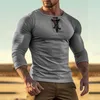 Men's T Shirts Round Neck Solid Color Button Up Long Sleeved Shirt Henley Casual Sports Bottom Heavy For Men