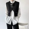 メンズベストPFHQショートベストパーソナライズされたPUレザーバックルニッチ韓国デザインファッションシックなノースリーブクールなチョッキ夏9A0594