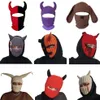 Beanieskull Caps Halloween Funny Horns Knitted Hat Beanies Wart Full Face Cover Ski Mask WindProof Balaclava for Outdoor Sport 220221V