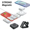 접이식 3 in 1 Magnetic Wireless Charger Pad for iPhone 14 13 15 12 Pro Max AirPods Iwatch 빠른 무선 충전 도크 스테이션 휴대폰 충전기