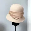 Chapeau Fedora en laine pour femmes, Vintage, mode printemps, seau, dôme, cloche, nœud, chapeaux en feutre, casquette 240229