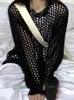 여자 스웨터 그 링지 부드러운 느슨한 여성 y2k 미적 중공 출력 풀오버 2024 스프링 긴 소매 패션 캐주얼 한 탑