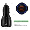 20w Dual USB-A Car Charger Quick Charge 3.0 Fast Charging Charger For Xiaomi Auto Type C QC Mobile Phone Charge