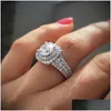 Кольца кластера Обручальные кольца с цирконом для женщин Модные украшения Круглый драгоценный камень Обручальное кольцо Кольцо на палец и Прямая доставка Jewelr Dhkbu