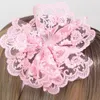 Hårtillbehör Söt Big Bow Lace Ribbon pannband Girls Pink Hoop Headwear Baby Floral Hairband Child Po Tools