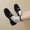 Chaussures de créateur de luxe femme Ballet orteils carrés talons bas chaussures chauffantes doux naturel en cuir véritable confort mode couleurs mélangées boucle chaussures nues YGN020-c04-16