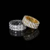 Bijoux Hip Hop Bague en diamant glacé plaqué or double rangée 3a Cz pour hommes