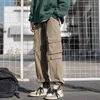 Men's Pants Retro Streetwear Cargo With Multiple Pockets Crotch For Men Breathable Mid Waist Trousers Solid Colors Functional