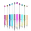 50Pcs Plastic Beadable Pen Bead Black Ink Ballpoint DIY Making Kit Pens for Women Kids Students Office School 10 Colors 240229