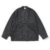 Мужские куртки Мужская японская уличная одежда Cityboy Винтажная мода Свободная повседневная джинсовая куртка-кимоно Весенне-осеннее джинсовое пальто Даосский халат Верхняя одежда
