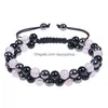 Chain 6Mm 8Mm Rose Quartz Hematite Obsidian Double Layer Braided Bracelet Natural Stone Crystal Couple Adjustable Bracelets Bangle Cu Dhi8Z