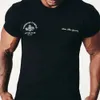 Mężczyźni T-shirty Summer New Sport Casual Cotton okrągły druk Slim Fit Short Rleeve Gym