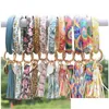 Keychains Lanyards Fashion Mtiple Styles Sun Flower/Flagmönster Key Chain Leather Wrap Tassels Armband Keychain Wristlet Armband T OT8NS