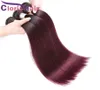 Fasci di capelli vergini peruviani rossi bicolore vino rosso estensioni seriche di capelli umani 3 pezzi precolorati 1B 99J Borgogna Ombre Weav3050858