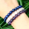 Länkarmband grossist naturliga ädelstenar femme armband 8mm lapis lazuli stapling roskvart tre chakra helande pärlor