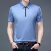 Summer Mens Ice Silk Cool Polo Short Sleeve T-shirt Duża cienka koszulka Krótkie rękawowe koszulka Polo Business Casual Shirt 240307