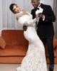 White Full Sexy Lace Mermaid Wedding Dresses 2024 With Long Sleeves Sweep Train Plus Size Bridal Party Gowns Robe De Marriage