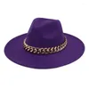 Bérets 9.5cm Big Brim Style européen américain français chapeau haut-de-forme doré acrylique Fedora chapeaux femmes hommes fête mariage Panama feutre casquette