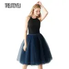 skirt Streetwear 6 Layers 65cm Midi Pleated Skirt Women Gothic High Waist Tulle Skater Skirt rokjes dames ropa mujer 2020 jupe femme