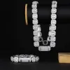 Csjy Moda Hip Hop Design di gioielli in argento sterling 925 con grandi diamanti CZ, catena a maglie da tennis completamente ghiacciata