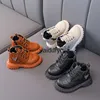 Baskets 2021 automne et hiver nouvelles chaussures pour enfants garçons bottes courtes bottes en cuir britanniques filles bottes simples bottes Martin pour enfants moyens tendance H240307