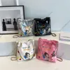 Bolsa de corrente criativa e personalizada para meninas, bolsa fashion de verão 2023, edição coreana, bolsa de ombro estampada